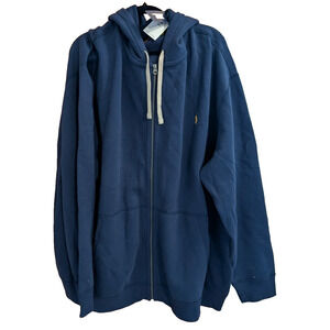 NEW Polo Ralph Lauren Navy Blue Full Zip Up Hoodie Sweatshirt Size: 4XLT NWT